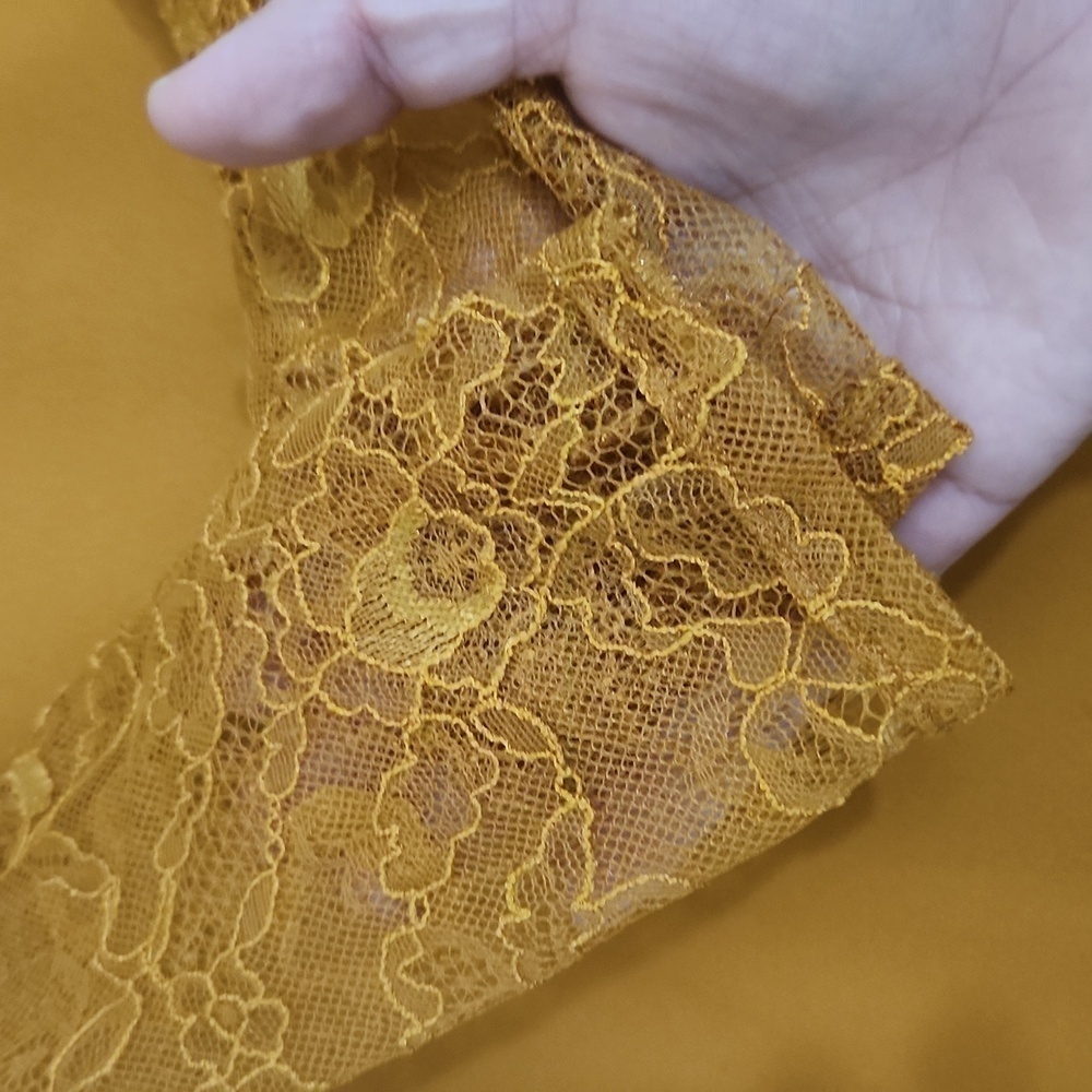 ASOS Delicate Lace & Scuba Ruffle Shift Mini Dress Fall Party Wedding Guest Glam - Picture 7 of 14